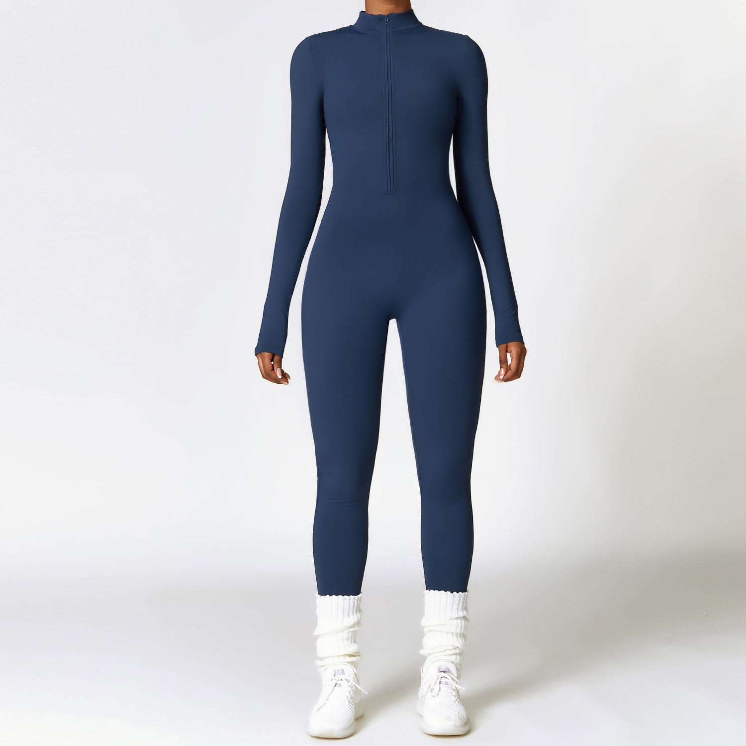 Warm Zipper Long-Sleeved Jumpsuit Yoga Fitness Sports Pants Breathable Bodysuit Women'S Clothing