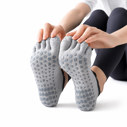 Chaussettes GripFlex™ | 5 doigts antidérapantes yoga, fitness & danse