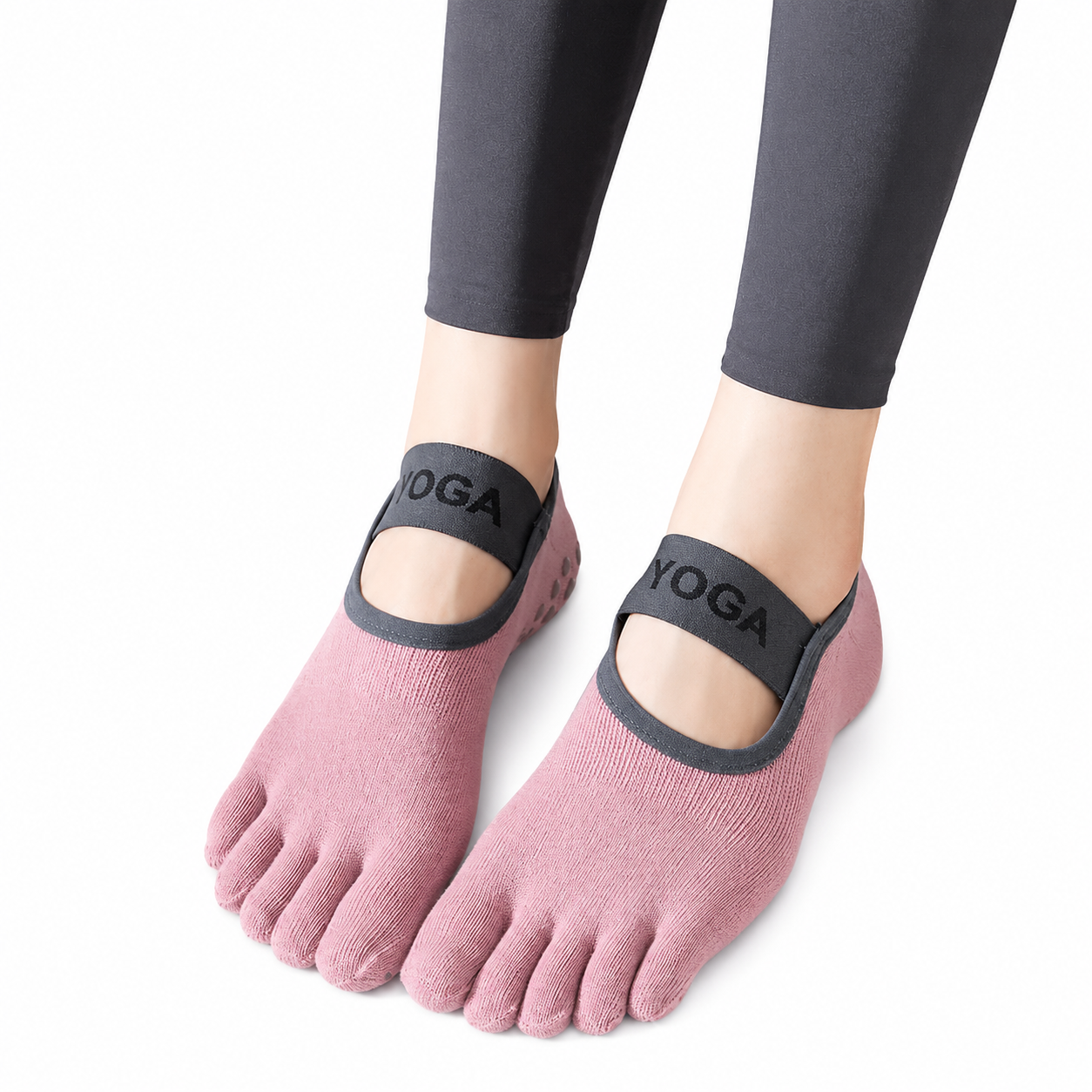 Chaussettes GripFlex™ | 5 doigts antidérapantes yoga, fitness & danse