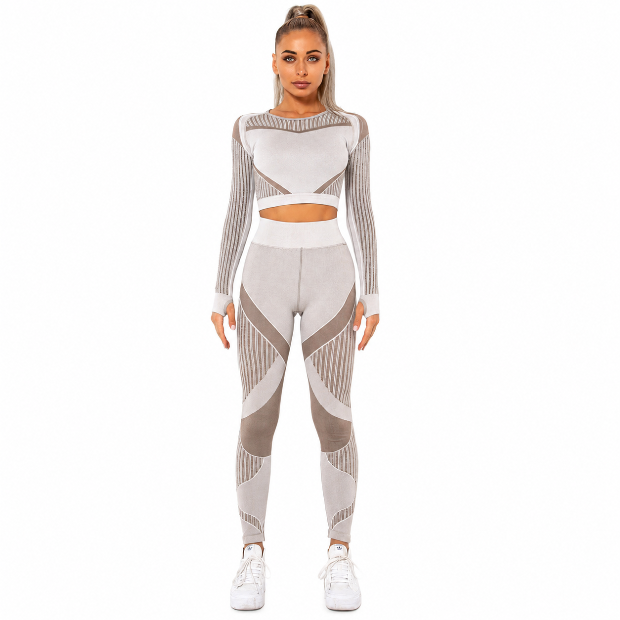 Combinaison Stripe™ — Brassière & Legging rayé seamless