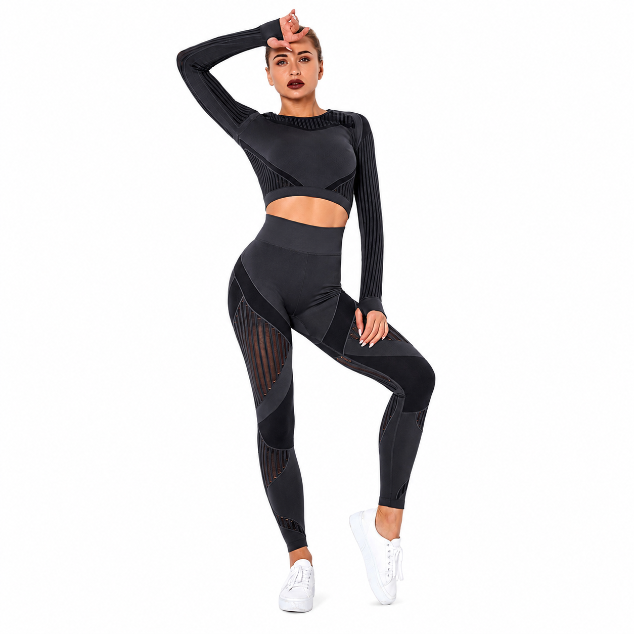 Combinaison Stripe™ — Brassière & Legging rayé seamless