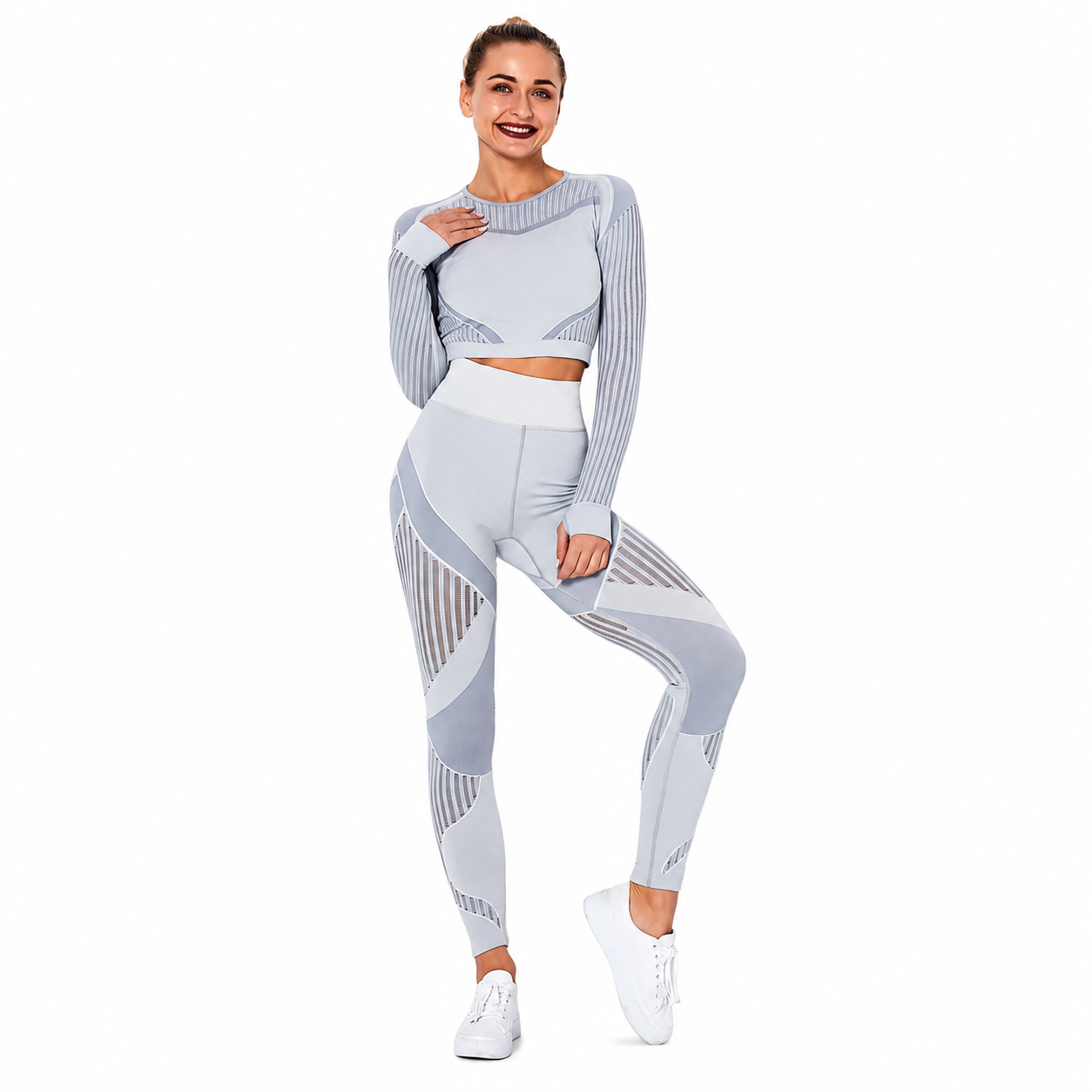 Combinaison Stripe™ — Brassière & Legging rayé seamless